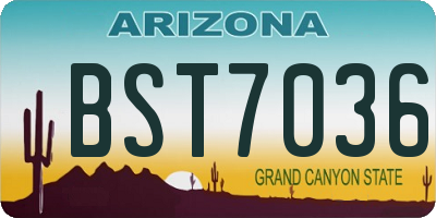 AZ license plate BST7036