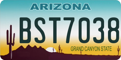 AZ license plate BST7038