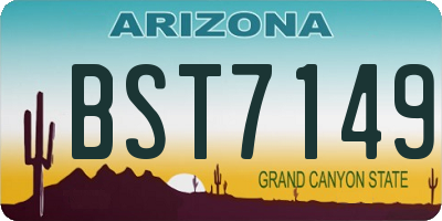 AZ license plate BST7149