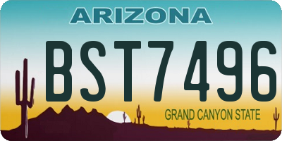 AZ license plate BST7496