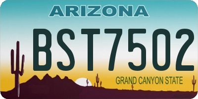 AZ license plate BST7502