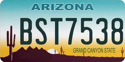 AZ license plate BST7538