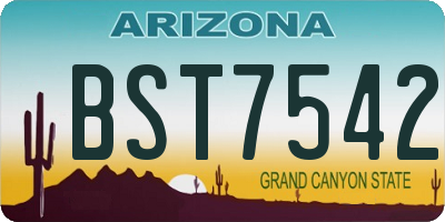 AZ license plate BST7542