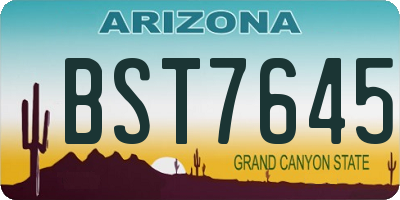 AZ license plate BST7645