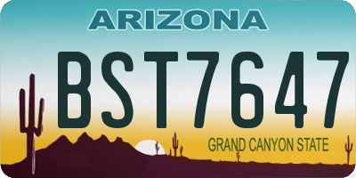 AZ license plate BST7647