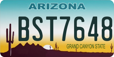 AZ license plate BST7648