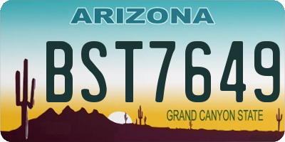 AZ license plate BST7649