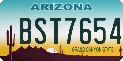 AZ license plate BST7654