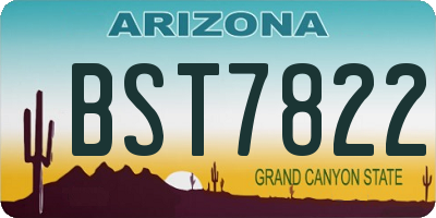 AZ license plate BST7822