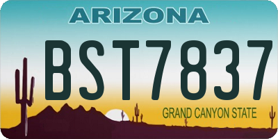 AZ license plate BST7837