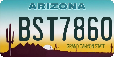 AZ license plate BST7860