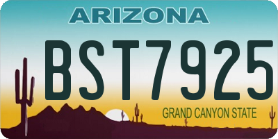 AZ license plate BST7925