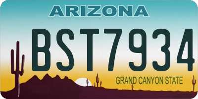 AZ license plate BST7934