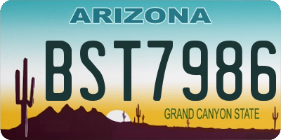 AZ license plate BST7986
