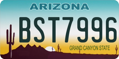 AZ license plate BST7996