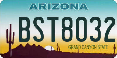 AZ license plate BST8032