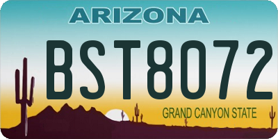 AZ license plate BST8072