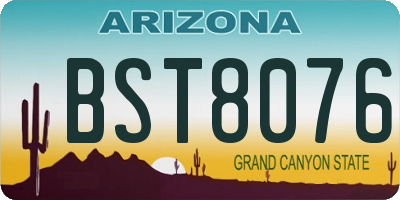 AZ license plate BST8076