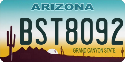AZ license plate BST8092