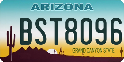 AZ license plate BST8096