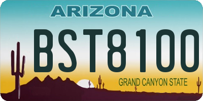 AZ license plate BST8100