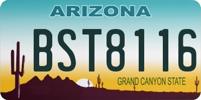 AZ license plate BST8116