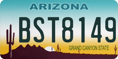 AZ license plate BST8149