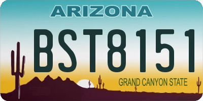 AZ license plate BST8151