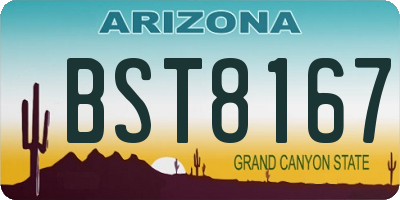 AZ license plate BST8167