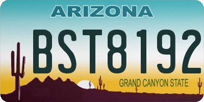 AZ license plate BST8192