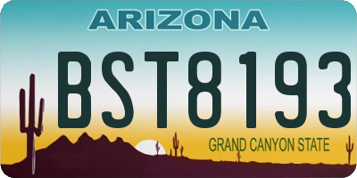 AZ license plate BST8193