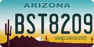 AZ license plate BST8209