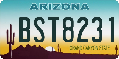 AZ license plate BST8231