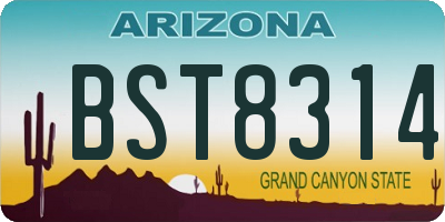 AZ license plate BST8314