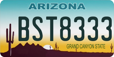 AZ license plate BST8333