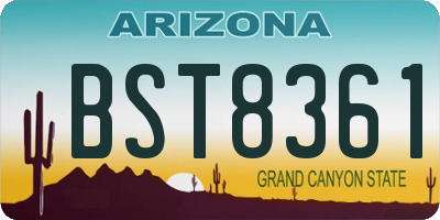 AZ license plate BST8361