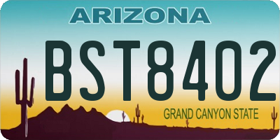 AZ license plate BST8402