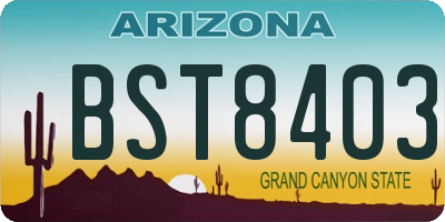 AZ license plate BST8403
