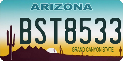 AZ license plate BST8533
