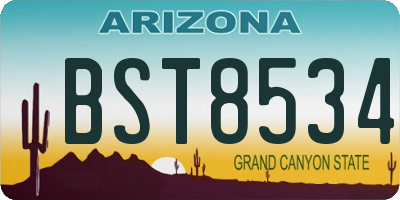 AZ license plate BST8534