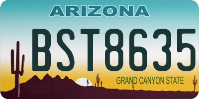 AZ license plate BST8635