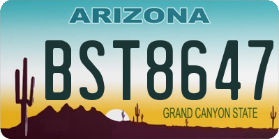 AZ license plate BST8647