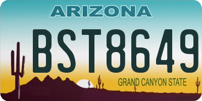 AZ license plate BST8649