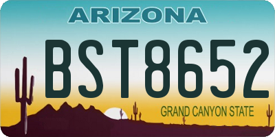 AZ license plate BST8652