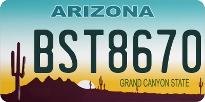 AZ license plate BST8670