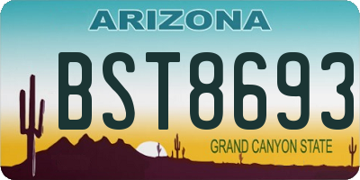 AZ license plate BST8693