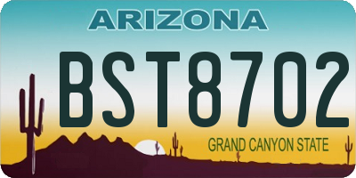 AZ license plate BST8702