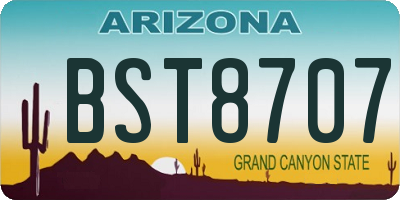 AZ license plate BST8707