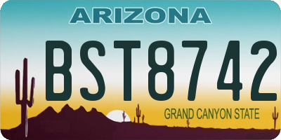 AZ license plate BST8742