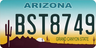 AZ license plate BST8749